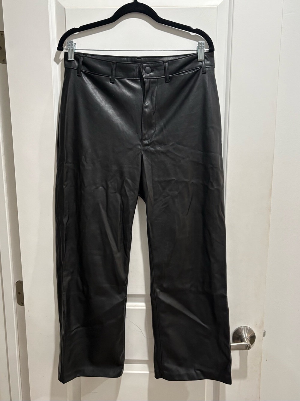 Faux leather wide leg pants